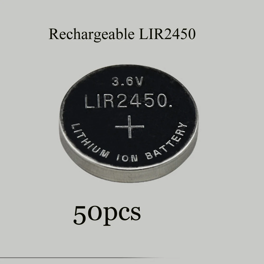 Sorvess 50PCS 120mAH LIR2450 Lithiium lir Ion Rechargeable Battery 3.6V Li-ion Button Coin Cell Replace For CR2450 CR 2450 | Электроника