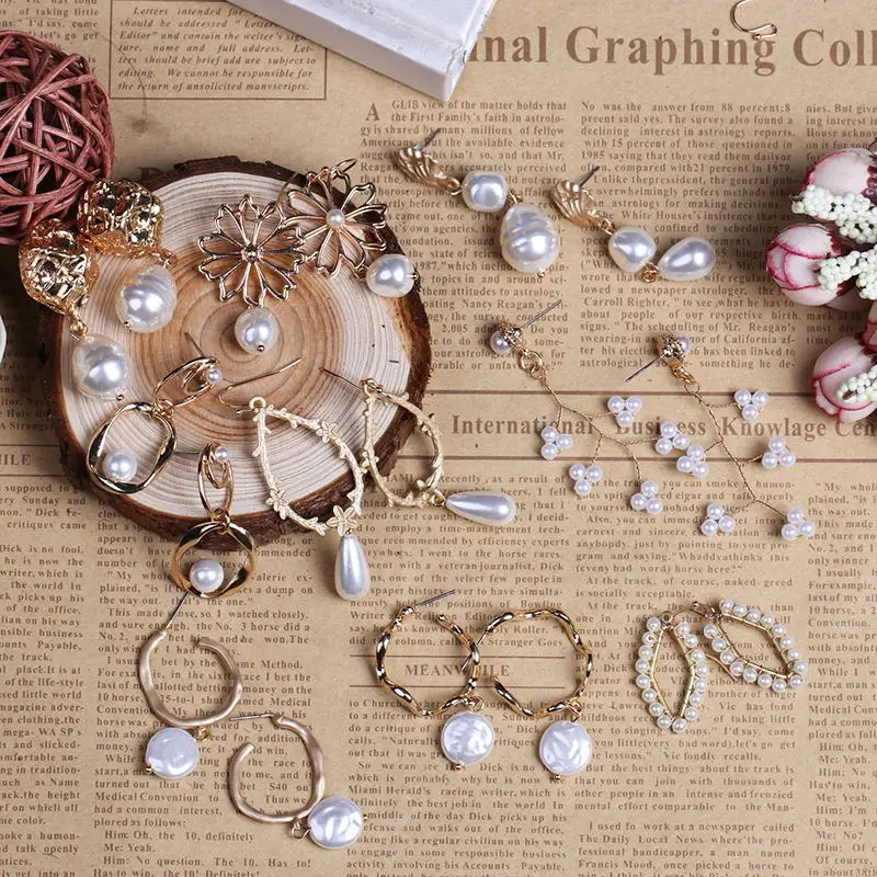 Серьги с имитацией жемчуга в стиле барокко серьги геометрическим цветком