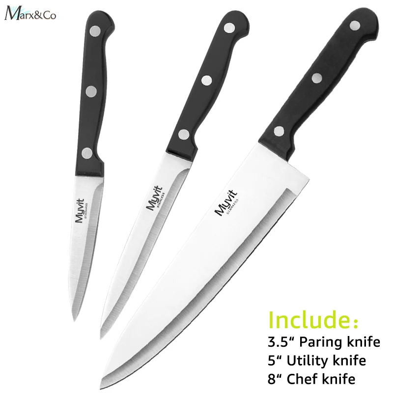 3.5 5 8 Chef set Набор кухонных ножей 3,5 5 8 дюймов 3CR13 420C из высокоуглеродистой нержавеющей стали, кухонные ножи для нарезки фруктов, овощей, мяса, шеф-повара - Цвет: 3.5 5 8 Chef set