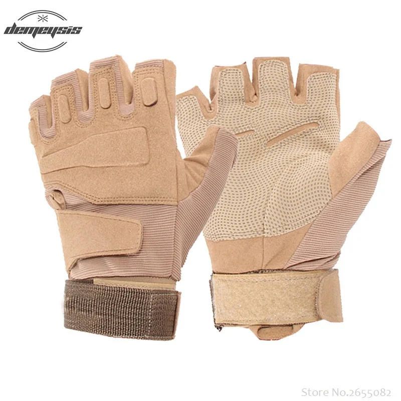 tan hlaf finger Новейшие перчатки для охоты и пешего туризма прочные Нескользящие Тактические Боевые перчатки для альпинизма и стрельбы тренировочные спортивные варежки - Цвет: tan hlaf finger