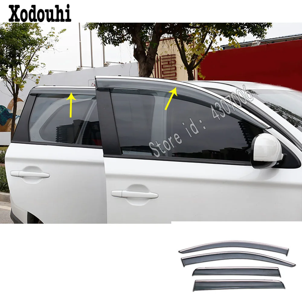 

Car Cover Stick Plastic Window Glass Wind Visor Rain/Sun Guard Vent 4pcs For Mitsubishi Outlander 2016 2017 2018 2019