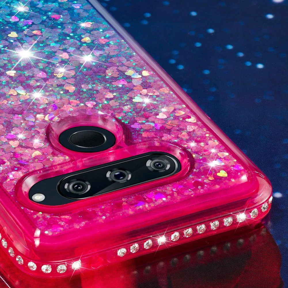 Мягкий чехол Quicksand Dynamic Liquid для LG V40 ThinQ /G7 /X power 3 /Stylo 4/Aristo 2 блестящий с алмазной