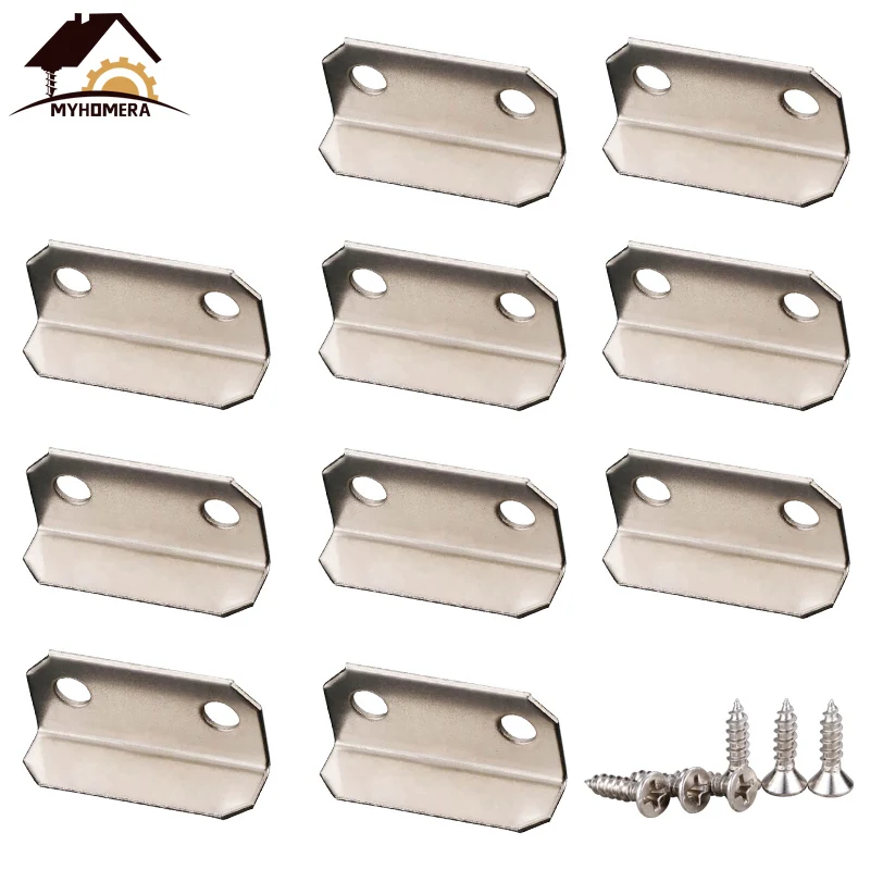 Myhomera 10Pcs Door Bolt Plate Drawer Lock Plate Protector Latch Barrel Bolt Iron Cover with Screws 30*16mm Big Small