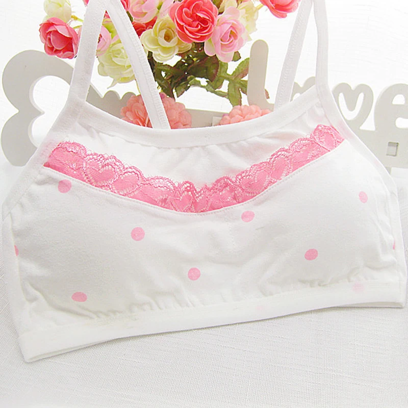 Новые бюстгальтеры для девочек подростков милые хлопковые удобные в горошек без
