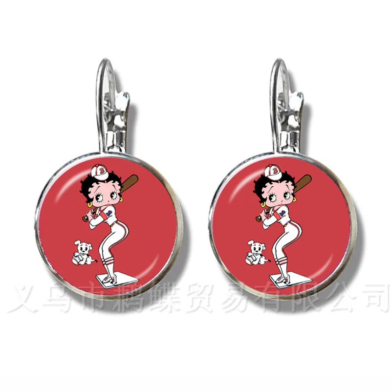 

2018 New Betty Boop Stud Earrings Cute Cartoon Silver Plated Earrings Sexy Betty Boop Romantic Jewellery For Women Girls Gift