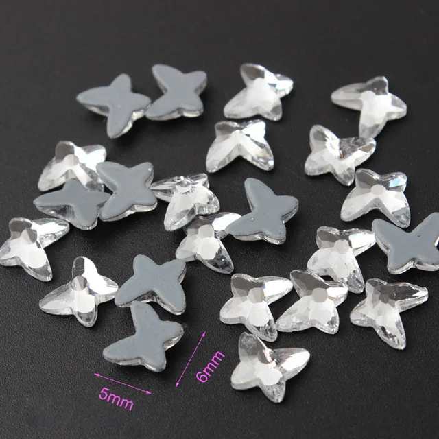 Butterfly 5x6mm Новинка! AAA Класс высокого качества с украшением в виде кристаллов прозрачные 30/100 шт. 30 форма не требующей горячей фиксации/клея на Стразы для ногтей, одежды - Цвет: Butterfly 5x6mm