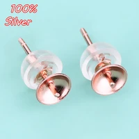 925 silver jewelry 4color popular earrings cabochon blank base fit 34568mm women jewelry making accessories wholesale