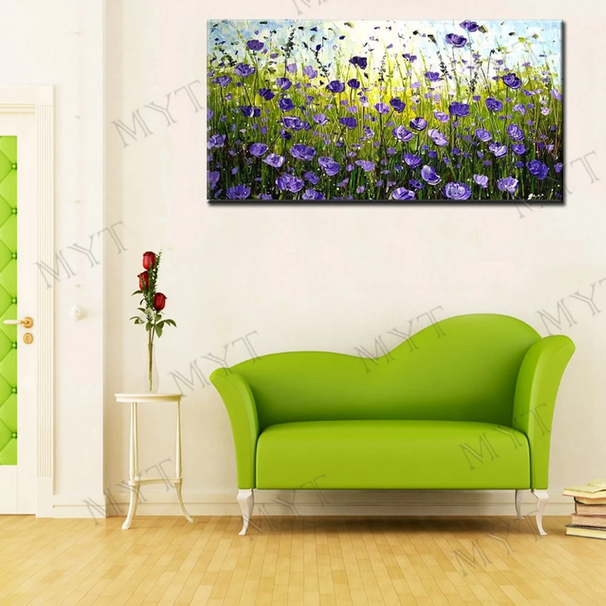 MYT 100% Handmade Landscape Oil Paintings On Canvas Wall Art Pictures For Living Room Bedroom Hotel Flower Home Decor | Дом и сад