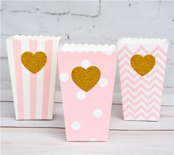 Mix of Pink Heart 36 шт конфеты цвета сердце блеск золотой попкорн звездообразная коробка воздушная Кукуруза Совок коробочки для сувениров на день рождения товары для вечеринки, дня рожденья свадьбы - Цвет: Mix of Pink Heart