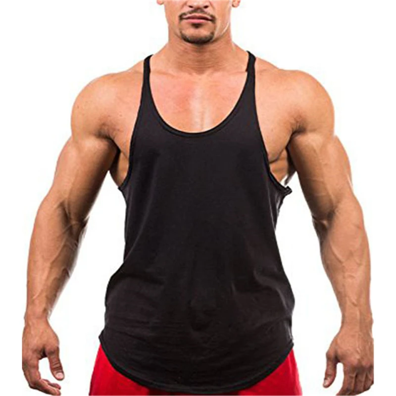 

Muscleguys Blank Bodybuilding stringer tank top mens solid color Y back vest gyms singlets fitness clothing sleeveless shirt