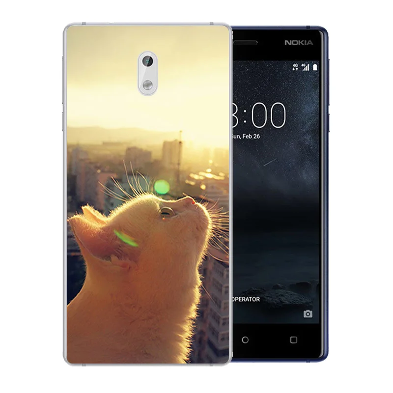 Для Nokia 3 чехол для телефона Кристальный силикон задняя крышка удача кошка