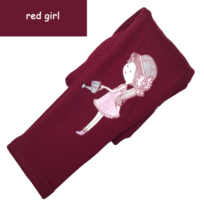 red girl Зимние леггинсы для девочек; плотные теплые штаны; детские длинные брюки; детская облегающая одежда с героями мультфильмов; зимние леггинсы; От 4 до 14 лет для девочек - Цвет: red girl