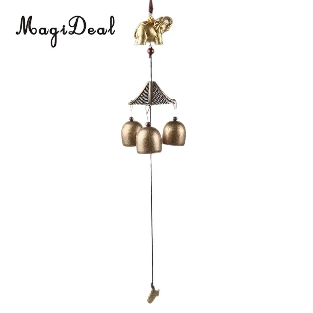 MagiDeal Chinese Elephant Fish Metal Bell Lucky Feng Shui Hanging Charm Wind Chime Antique Windchime Copper | Дом и сад