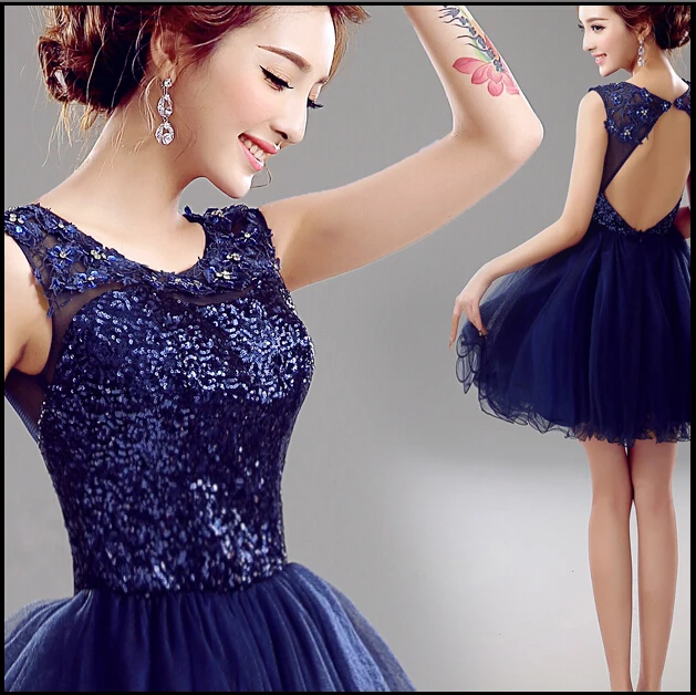 Новинка Короткое женское платье сексуальное с открытой спиной для Бальных