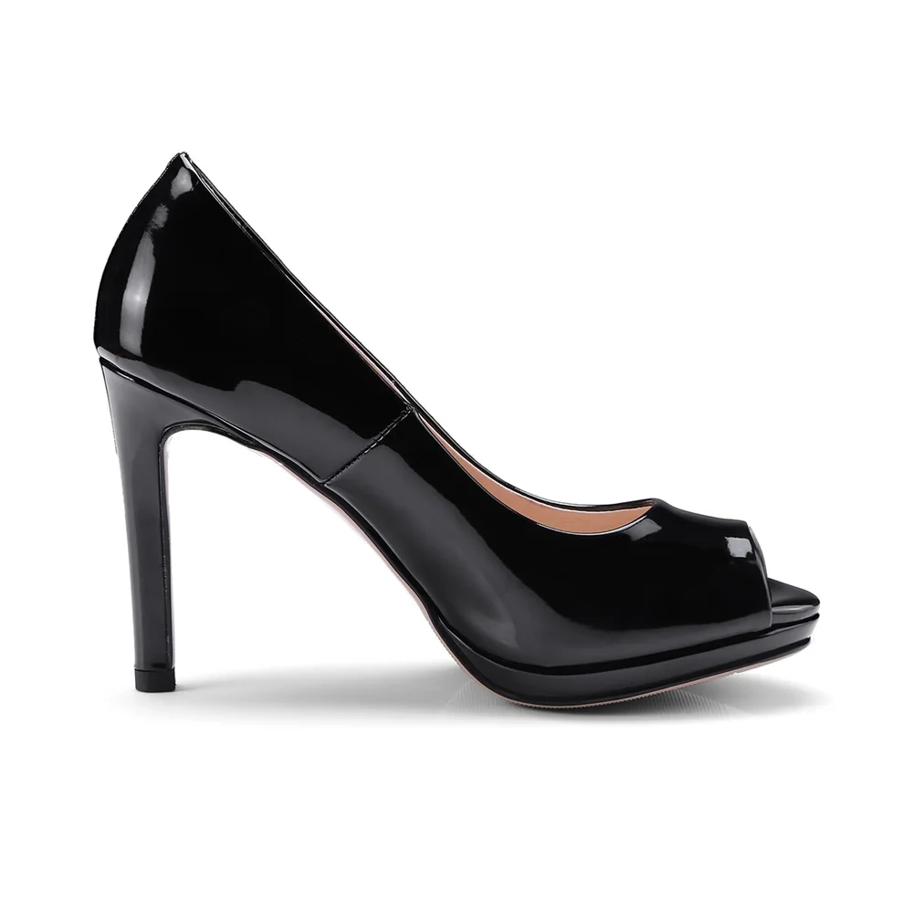 Showfun из натуральной лакированной кожи женская обувь вечерние краткий peep toe slip-on