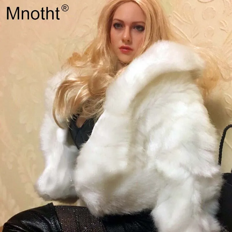 Белая меховая шуба Mnotht 1/6 женская одежда для солдат модель тела JODOLL PHICEN PLAYTOY UD|soldier - Фото №1