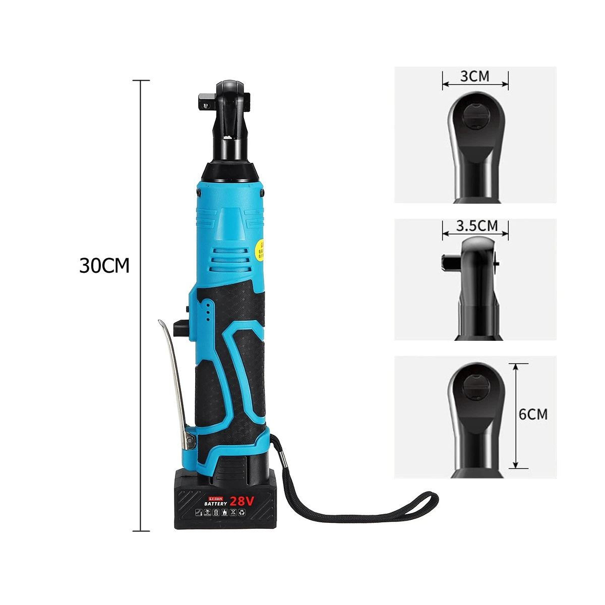 

Cordless Electric Wrench 3/8'' Electric 28V 60N.m Rechargeable Ratchet 90 Right Angle Wrench Set Portable