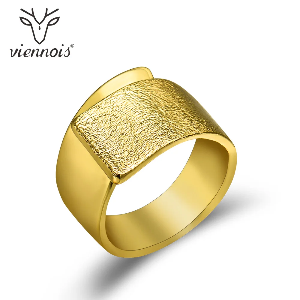 

Viennois Dubai Style Gold Plated Wide Rings Geomertic Female Finger Ring for Women Fashion Jewelry Bridal Gift Wedding Bands