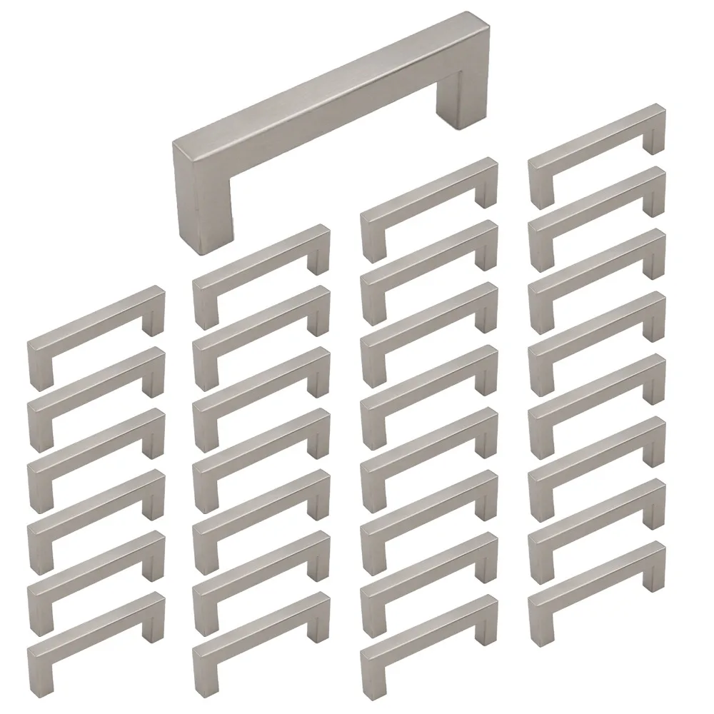 Кухня ящика Тянет матовый Никель Нержавеющая сталь Центры отверстий 3.75 дюймов (96
