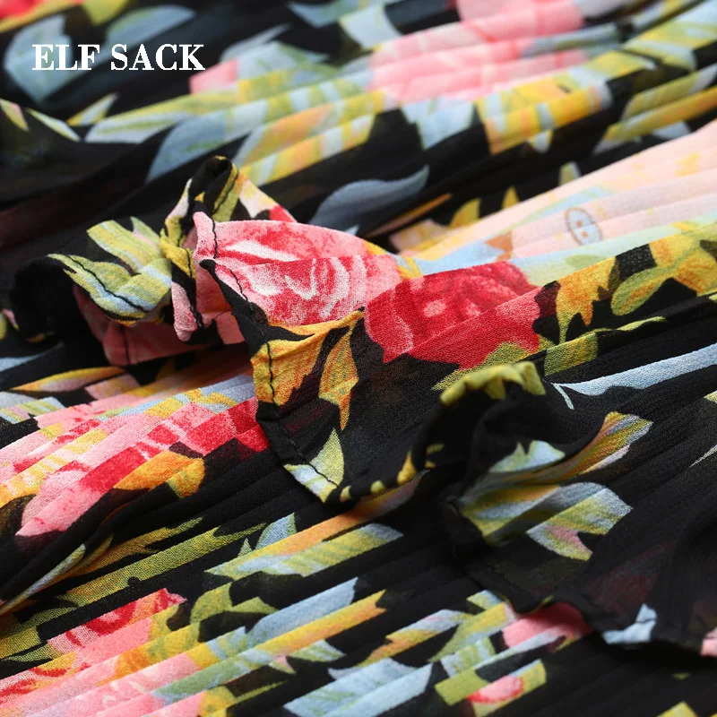 ELFSACK, новинка весны, женские юбки, повседневные, цветочный принт, женские юбки, стильные, трапециевидные, длина по щиколотку, женские юбки, уличная одежда