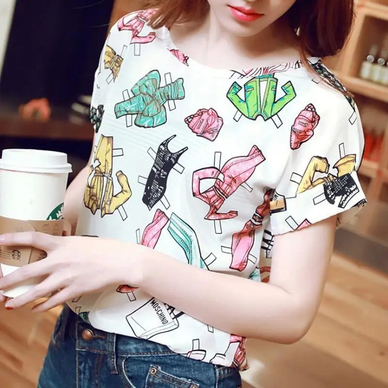 2018 новые Повседневное Лето Для женщин блузка Рубашки дешевая одежда кутюр шифон