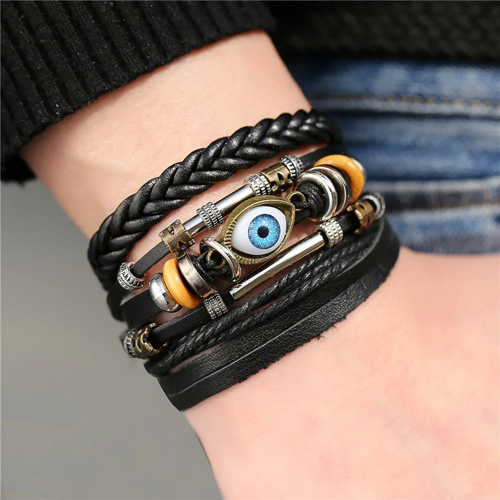 Женские и мужские кожаные браслеты с бусинами IF ME богемные плетеные турецкими