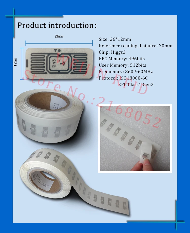 UHF RFID наклейка Impinj B42 влажная инкрустация 915 МГц 900 868 МГц 860-960 МГц EPCC1G2 6C смарт-клейкая Пассивная RFID бирка