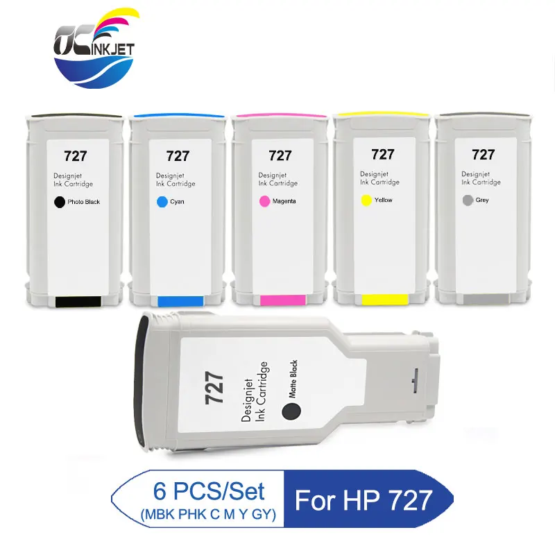 OCINKJET для HP 727 совместимый чернильный картридж 6 шт. струйного принтера DesignJet T920 T1500
