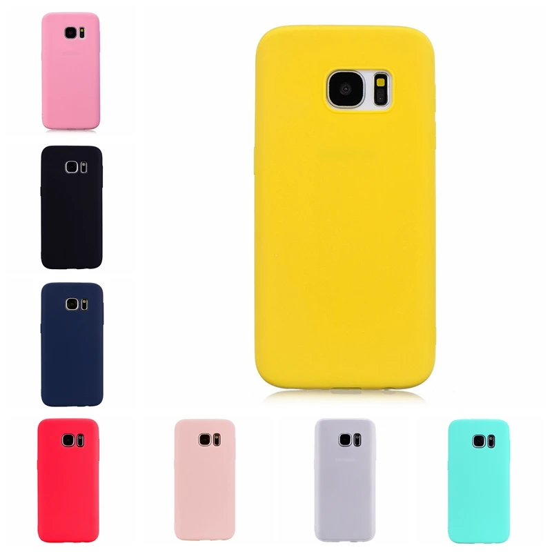 Candy Color Phone Case For Coque Samsung Galaxy S7 Soft Silicon TPU Back Cover For Etui Samsung S7 S 7 7S Back Cover