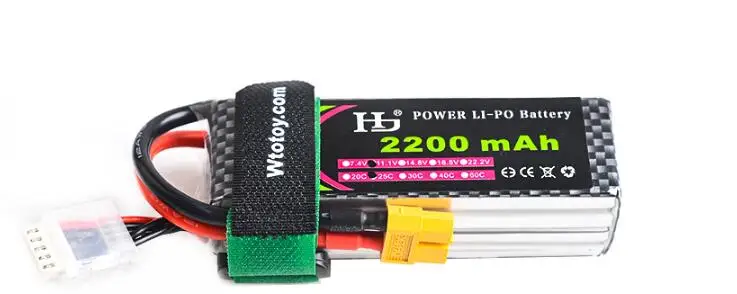 Оригинальный аккумулятор HJ Lipo 7 4 В 11 1 14 8 в 22 2 2200 мАч 25c Max 50C XT60 разъем для