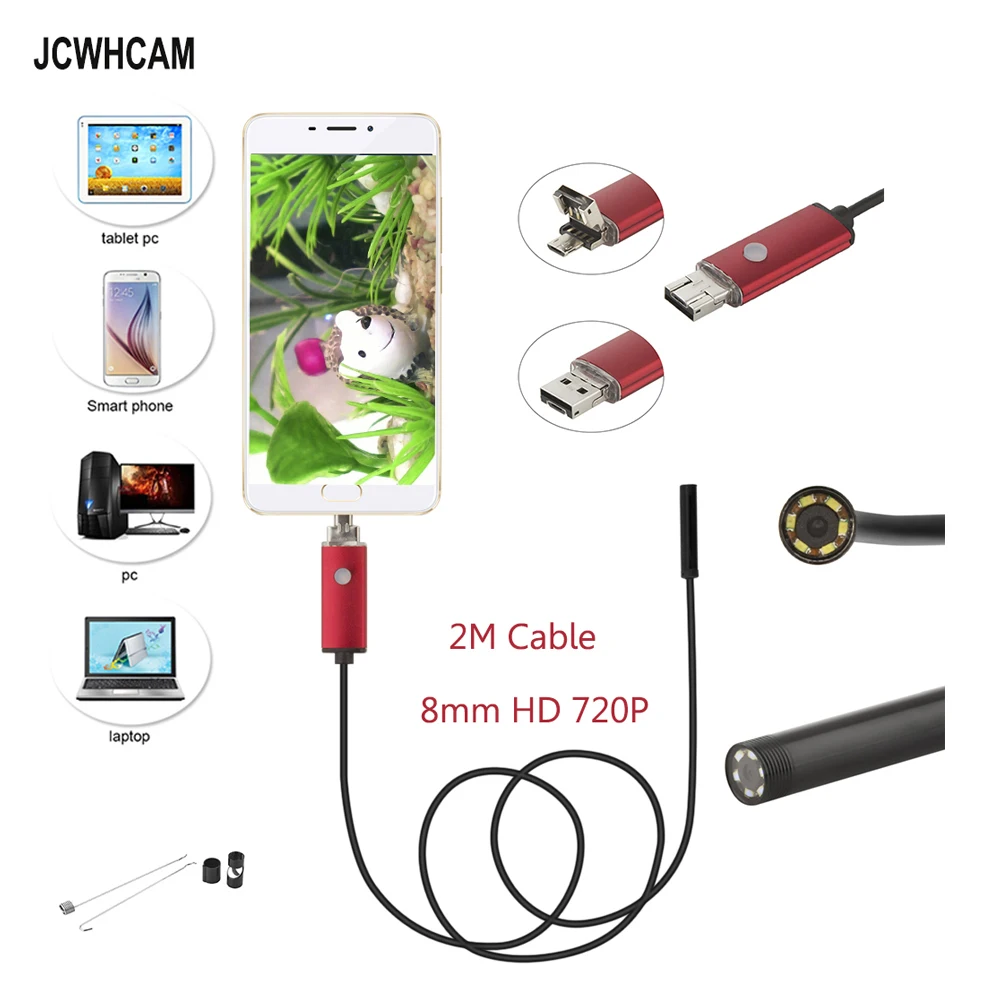 Камера Эндоскоп JCWHCAM 8 мм 720P HD USB|borescope android|endoscope camerausb borescope |