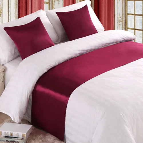 50711 Red RAYUAN Silk and Satin Bedspreads Silk Fabrics Bed Runner Bedding Single Queen King Bed Cover Towel Home Hotel Decorations - Цвет: 50711 Red