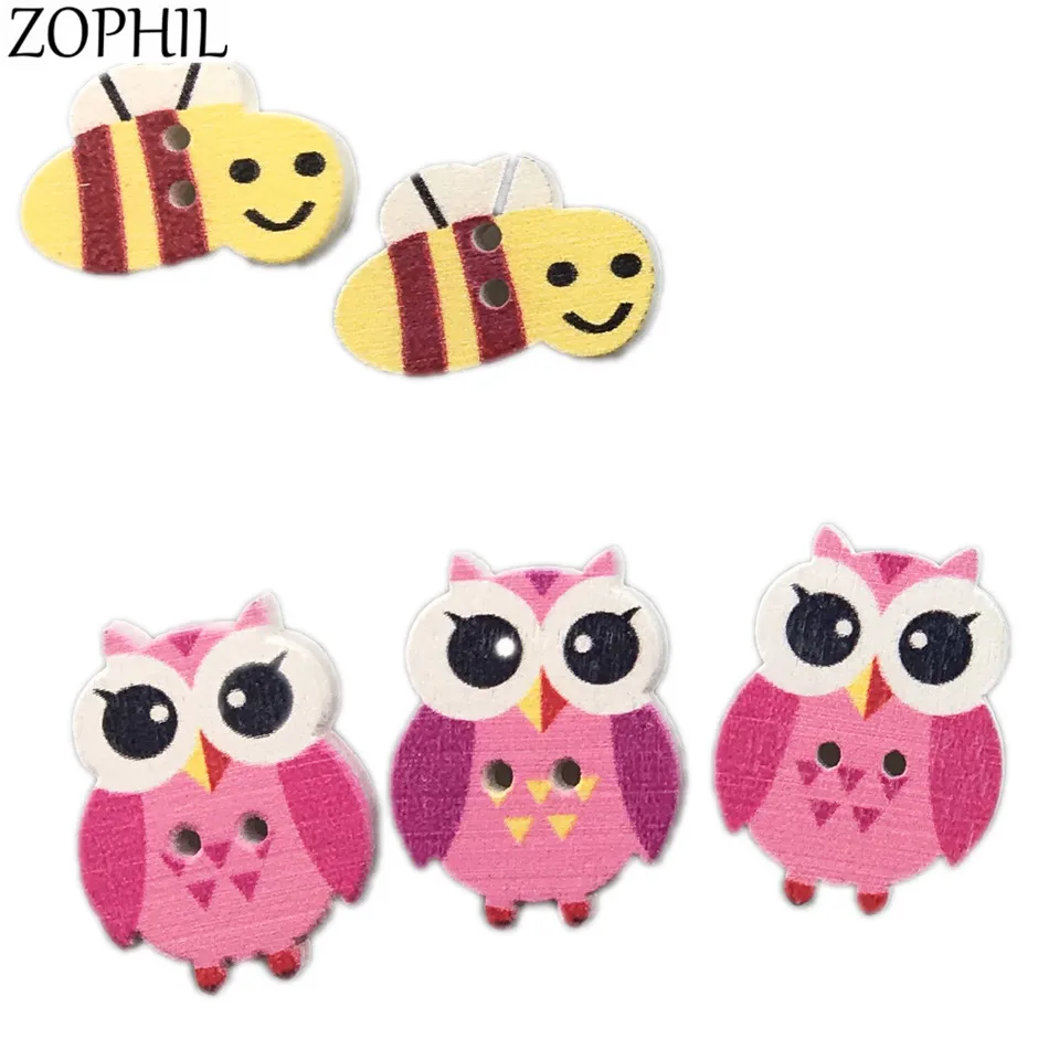 ZOPHIL 50 шт. животные мультфильм игрушки с рисунком деревянные бабочки Колт