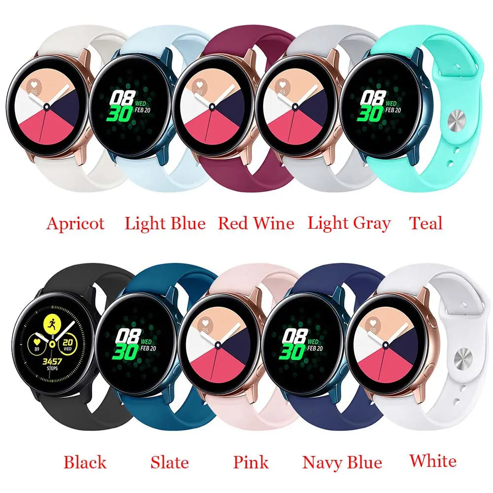 

Silicone Watch Band Strap Bracelet 20mm Replacement for Samsung galaxy watch active bands Multicolor Unisex smart watch straps