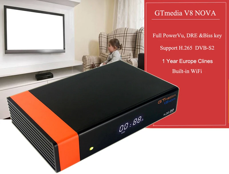 Satellite TV Receiver Freesat V8 Nova with 1 Year Europe Cline for Spain Germany HD GTmedia H.265 DVB-S2 Decoder Built in Wifi