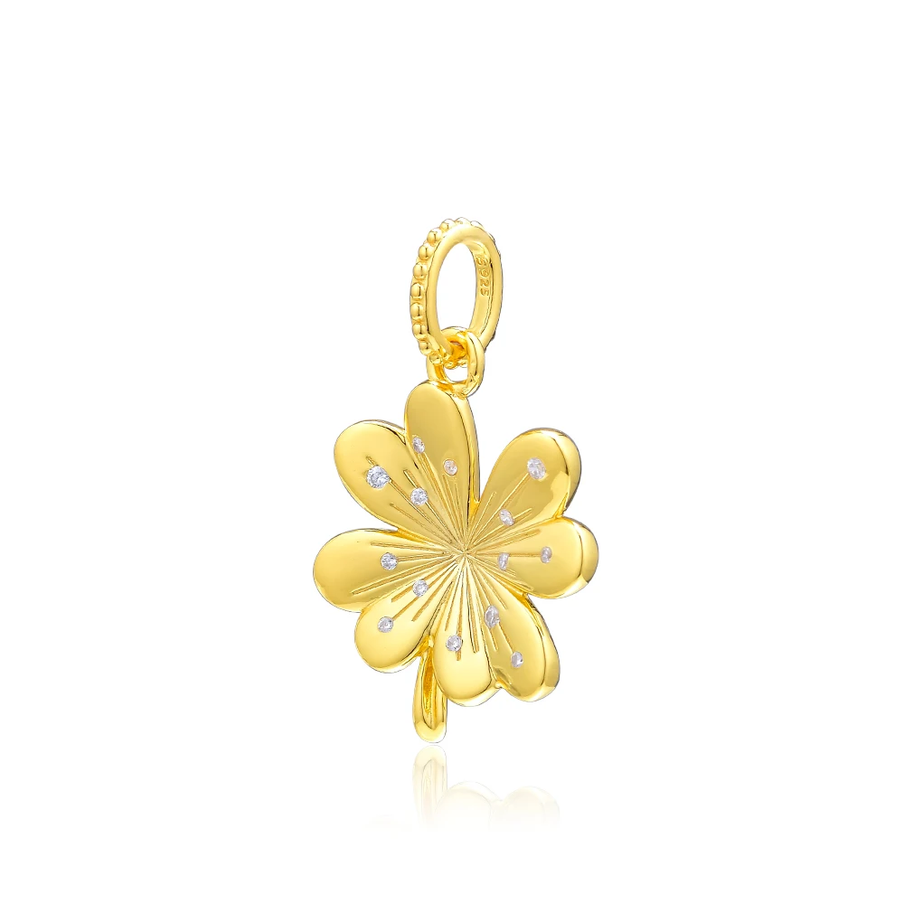

Fits For CKK Charms Bracelets Shine Lucky Four-Leaf Clover Hanging Beads 100% 925 Sterling-Silver-Jewelry Free Shipping