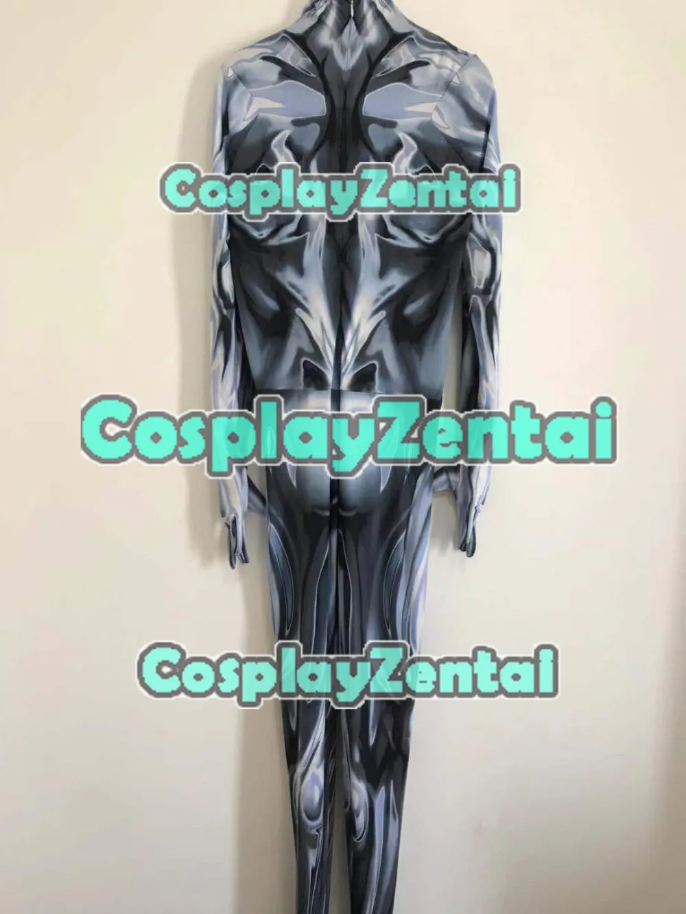 Серебряный костюм для косплея Zentai из спандекса с 3D принтом серебряный кошки на