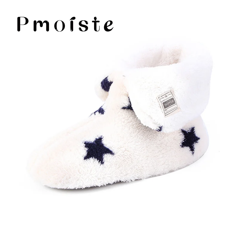 White star Г., женские зимние мягкие домашние тапочки для девочек, износостойкая бархатная обувь для спальни, без застежки женские домашние меховые Тапочки - Цвет: White star