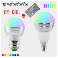 BY DHL 50pcs Led RGB Bulb Lamp E14 E27 GU10 MR16 5W LED RGB Spotlight 85-265V Dimmable 16 colors RGB lighting+IR Remote Control