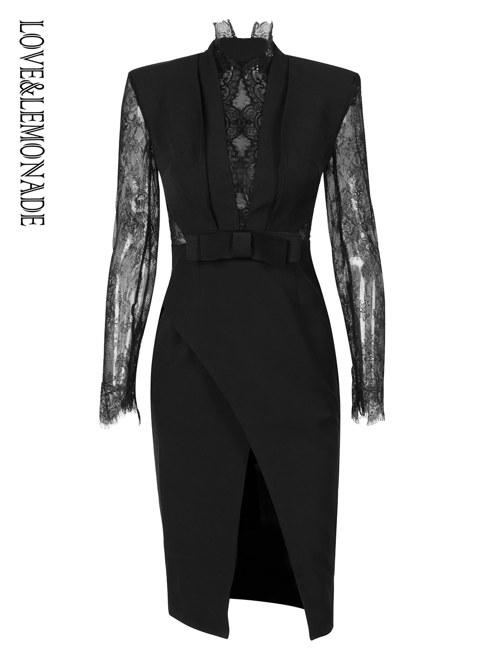 LOVE & LEMONADE сексуальное кружевное платье с воротником стойкой и высокой талией