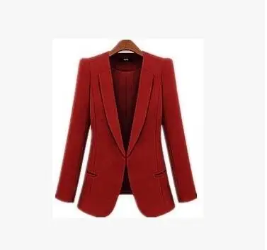 Wine red Высокое качество, офисный блейзер для женщин, casacos femininos, базовые куртки, Женский блейзер, облегающие блейзеры, костюмы для женщин, кардиган размера плюс - Цвет: Wine red
