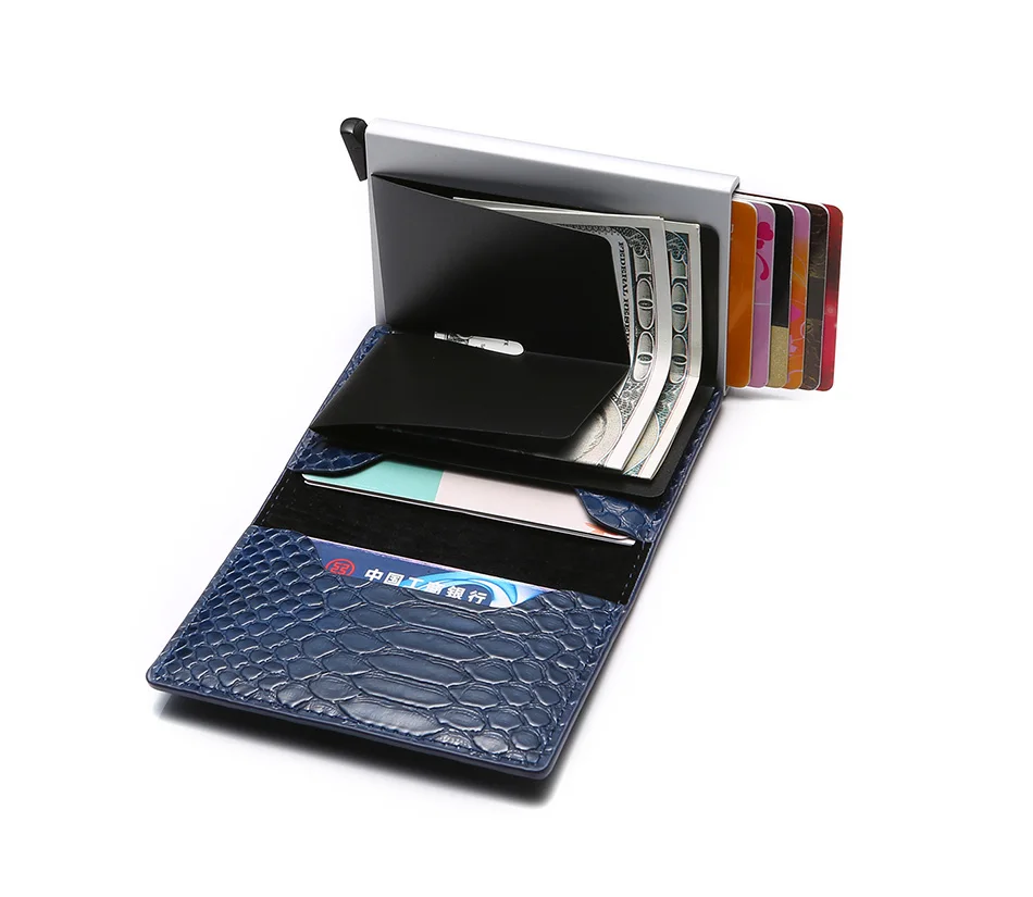 MaDonNo Противоугонный держатель для банковской кредитной карты для женщин Кредитная карта Тонкий Rfid проходит металлический кошелек Бизнес безопасная защита id карты