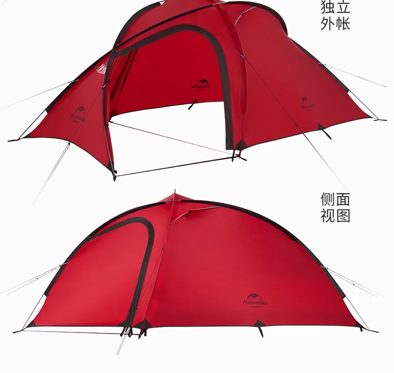 Naturehike Hiby семейный тент 20D силиконовая ткань водонепроницаемый Двухслойный 3-4 человека 4 сезона палатка одна комната один зал