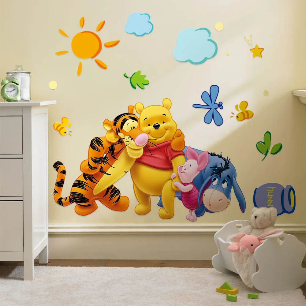 

Disney Winnie the Pooh friends wall stickers for kids room bedroom living room Accessories pvc wall decal wall paper home decor