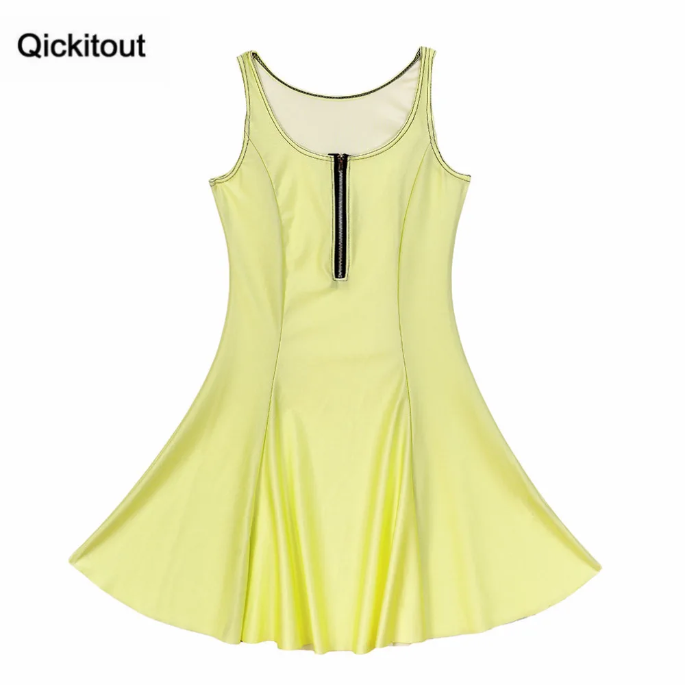 Qickitout платье 2016 Бренд Для женщин моды великолепный цифровой принт спереди молния