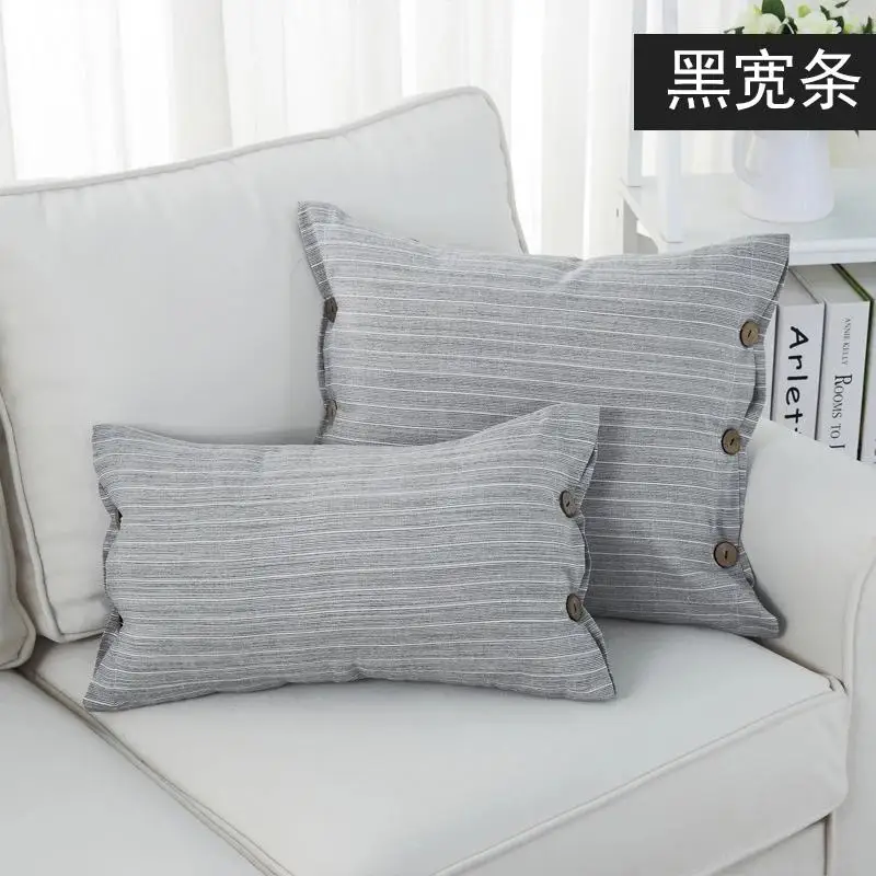 Японский стиль декоративные подушки с Крепление для украшений в полоску плед узор подушки с PP хлопок внутренний - Цвет: 1