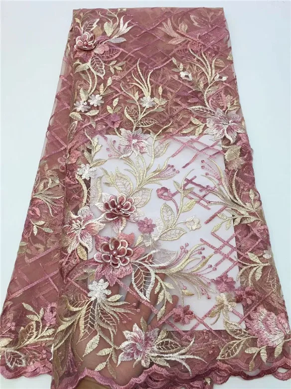 Новейшая французская многоцветная кружевная 3D Тюлевая ткань с цветочной