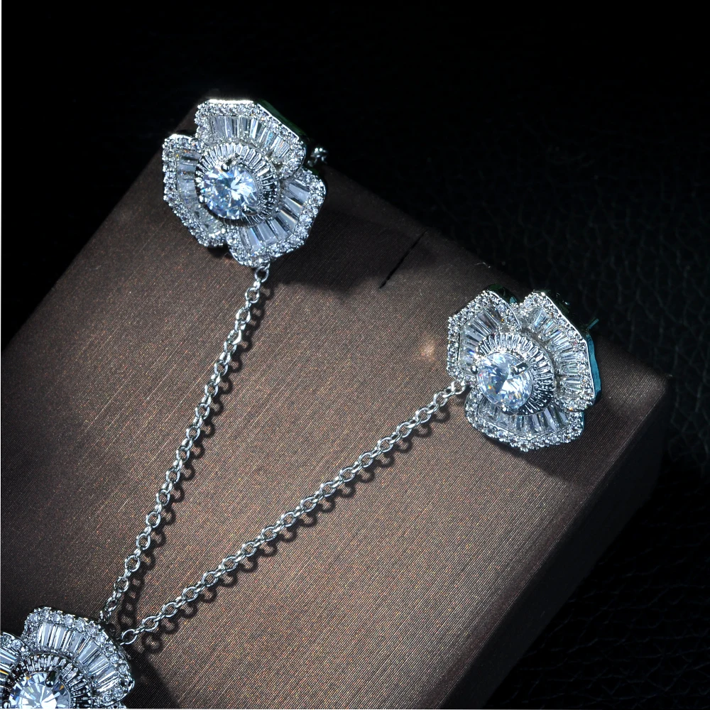 Роскошный набор украшений для женщин hiневесты серьги и кольцо с фианитом 4 шт.