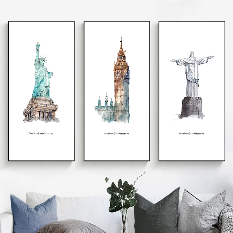 Большой плакат и принты всемирно известная архитектурная достопримечательность