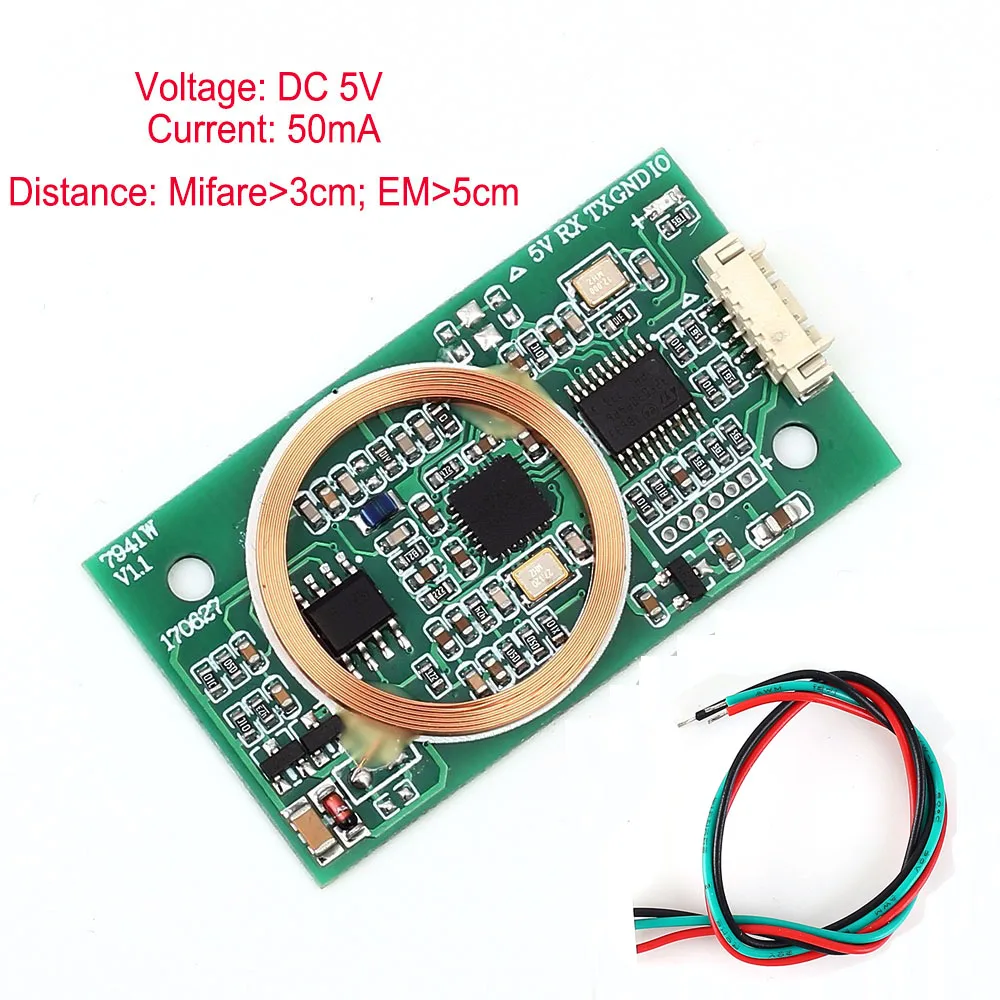 5 в постоянного тока считывающий RFID беспроводной Модуль UART 3Pin 125 кГц 40/50 мА для IC/ID